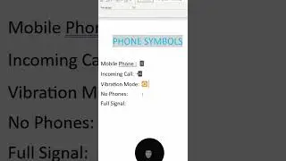 Phone Symbols in MS Word | Alt X codes | 