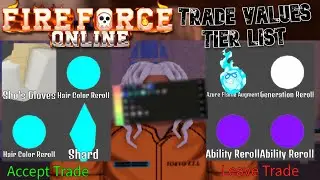 TRADING VALUE TIER LIST FIRE FORCE ONLINE