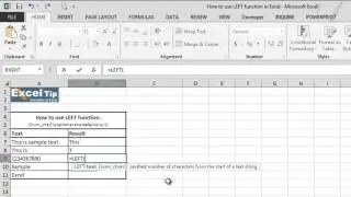 How to use LEFT function in Excel