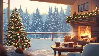 Cozy Winter Ambience 🎄 Relaxing Jazz Instrumental Music & Crackling Fireplace Sounds
