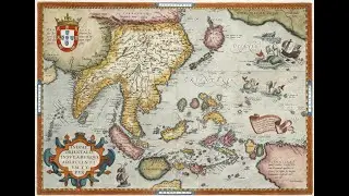 Famous antique map of the East Indies with Sea Monsters c1595