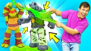Игры в машинки - Черепашки Ниндзя против Рокстеди! Смешные видео для детей