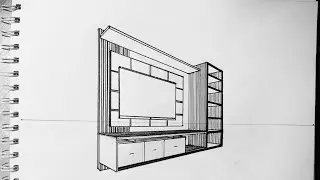 how to draw tv cabinet in 2 point perspective