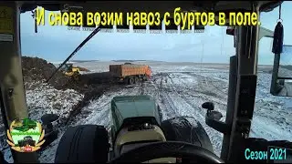 И снова возим навоз с буртов в поле.