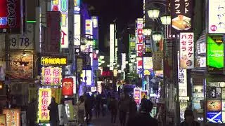 Busy Tokyo Street at Night - Copyright Free Stock Footage Clip