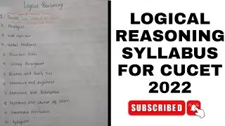 CUCET 2022 | logical reasoning syllabus | free course for cucet 2022 exam