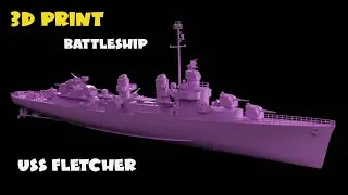 Uss fletcher battleship world war 2 3d print animation