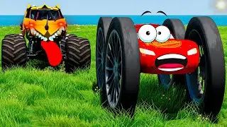 Monster Dragon Truck VS Lightning McQueen in BeamNG.drive