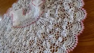 Vestido Crochet de Abanicos Cuello y Mangas
