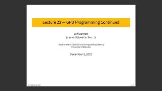 ECE 459 Lecture 22: GPU Programming, Host Code