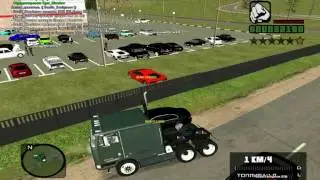 "CRMP RP Server 1". Дальнобойщик против 2 черных тачек.