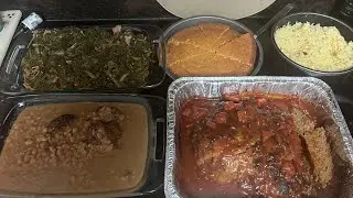 Sunday Dinner! Meatloaf, Rice, Kale, Navy Besns with Turkey Tails & Cornbread!
