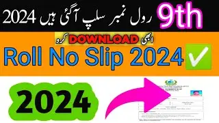 💯9th class Roll Number Slip 2024 Uploaded on website|9th class roll no Slip 2024