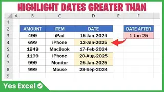 Highlight Dates Greater Than a Specific Date in Excel