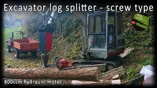 Excavator log/wood splitter, screw type 800ccm version - Bagger Holzspalter