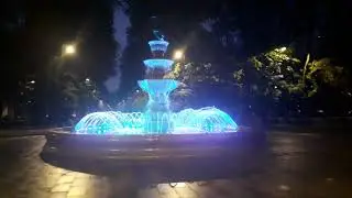 Парк Северного речного вокзала Москва фонтаны вечером12.10.2020