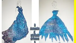 Crèative stylish princess dress design| Satisfying glitter art| Next level creative art| #art #how