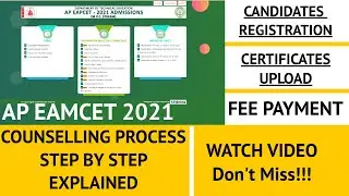 AP EAMCET 2021 COUNSELLING PROCESS EXPLAINED STEP BY STEP|Registration and fee payment|AP EAPCET2021