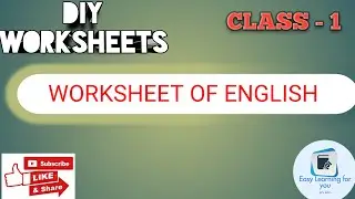 DIY WORKSHEET OF ENGLISH । English worksheet। । Worksheet for Class 1।