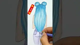 I draw a girl with beautiful hair - sketch with a pencil and markers. 