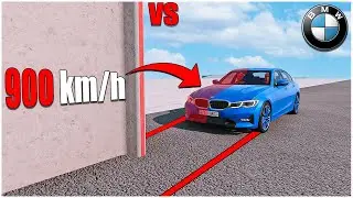 BeamNG Drive | BMW 22 VS Side Wall #18 | Car Body Testing | Car Crashes Satisfying | car torture