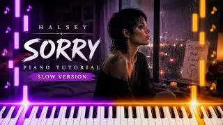 Learn To Play Sorry Halsey on Piano! (Easy) SLOW 50% Speed