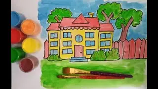 HOUSE DRAWING✏🏚DRAWING A HOUSE FOR CHILDS (EASY)🎨COLOR🏚HOW TO DRAW HOUSE