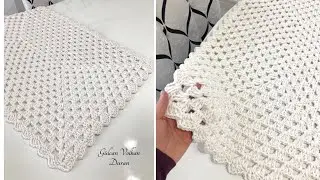 ❣️Yıllardır Kullanıyorum🤩Mutlaka Denemelisiniz🧶- Tığ İle Örgü Dikdörtgen Paspas Yapımı
