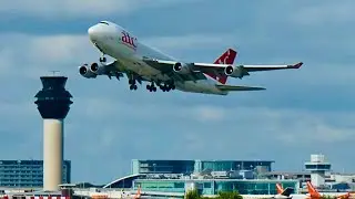 RARE Cargo B744 roaring out of Manchester.