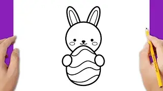 HOW TO DRAW A BUNNY HOLDING AN EASTER EGG EASY | EASTER DRAWING