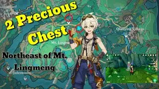 2 Precious Chest Northeast of Mt. Lingmen One Lock Under 4 Fire Pillar Puzzle | Genshin Impact