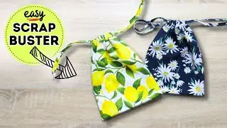 HOW TO sew an EASY drawstring bag? 10 minute SCRAP BUSTER