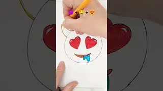 Emoji mix drawing Drooling Face with Horns and Heart-eyes. Satisfying creative art. 