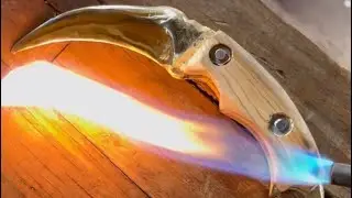 Making a golden karambit knife in 2023! Casting brass into a beautiful blade.
