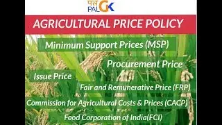 Agricultural Price Policy: MSP, Procurement Price , Issue Price, CACP,  FCI