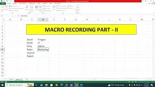 MACRO RECORDING PART - II | Macro | 