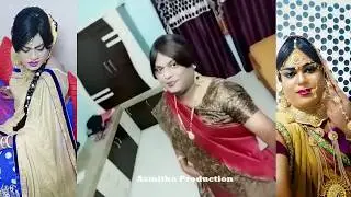 crossdresser try different dresses.