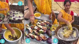 Brinjal masala bajji recipe - baingan pakora - indian style 