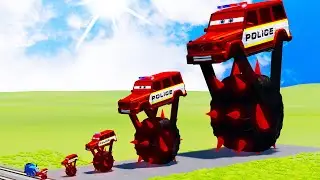 Big & Small Police G-Wagon McQueen vs Deadly Trains & Epic Obstacles | BeamNG.Drive