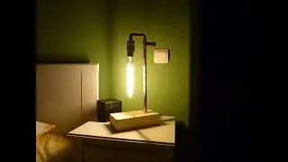Copper pipe lamp with LED bulb