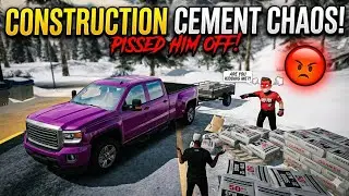 I PISSED HIM OFF! 😡 Construction Job Loading Cement in the snow ❄️ - Car Parking Multiplayer