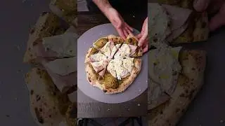 Mortadella Pistachio Pesto Burratta PIZZA #shorts #pizza #pesto