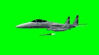 Aircraft Jet F15 Eagle shoots a rocket   free green screen 720 2
