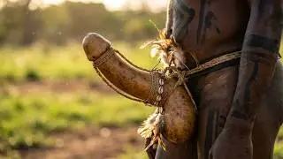 Traditional Penis Gourds Worn by Tribal Dancers in Papua New Guinea