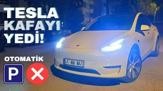 TESLA'NIN BEYNİ YANDI! Tesla Gece Otomatik Park Testi