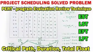 Project Management: Finding the Critical Path, duration, PERT Method, total float, EST, EFT, LST,
