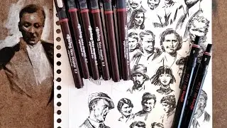 I drew portrait sketches using Rotring 500 mechanical pencil and Rotring Tikky graphic pens