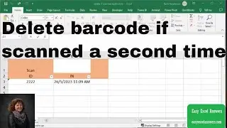 Delete first line if barcode scanned a second time in Excel