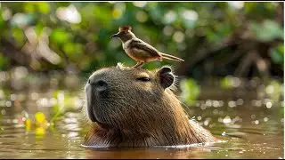 9 Minutes with Capybaras — Water, Grass & Birds (No Music) 4K