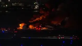 Japan Airlines' aircraft on fire at Tokyo's Haneda Airport